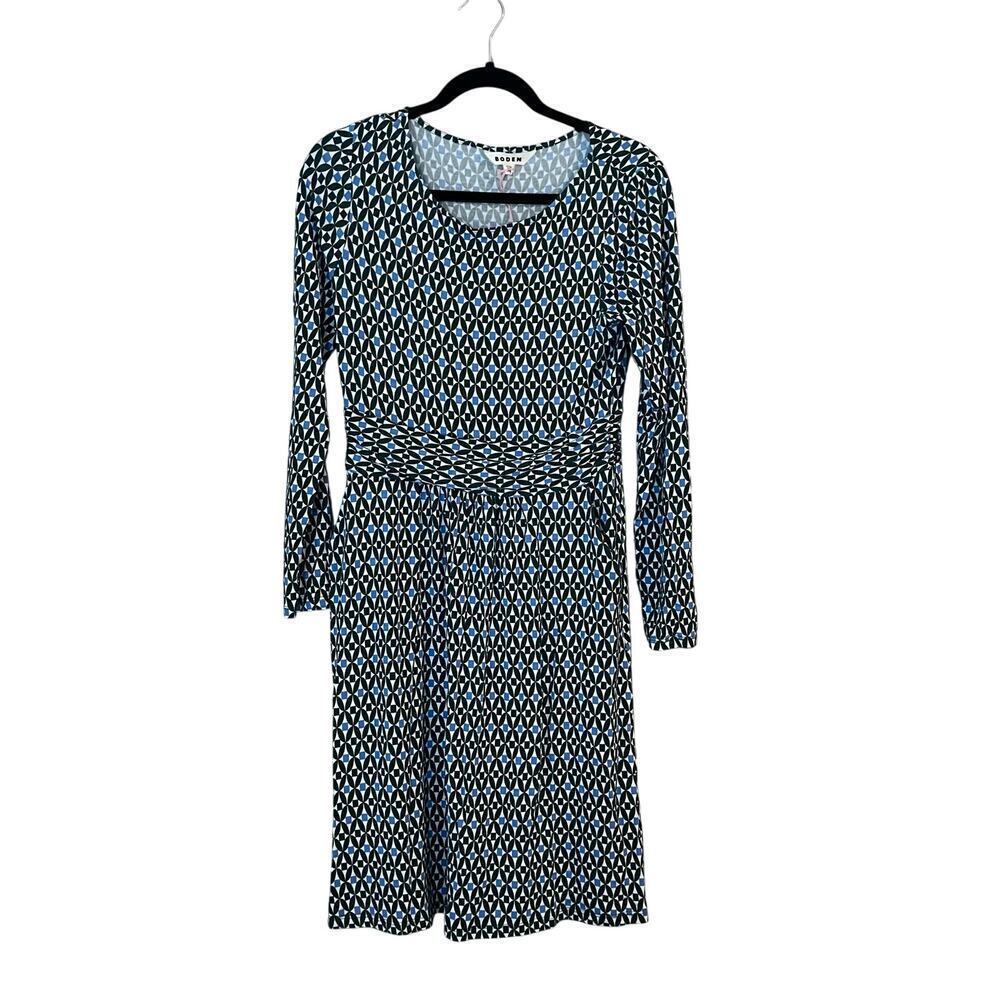 Boden Dress Viscose Blend Jersey Dress Stretch Geometric Print Size 6 Petite 6P